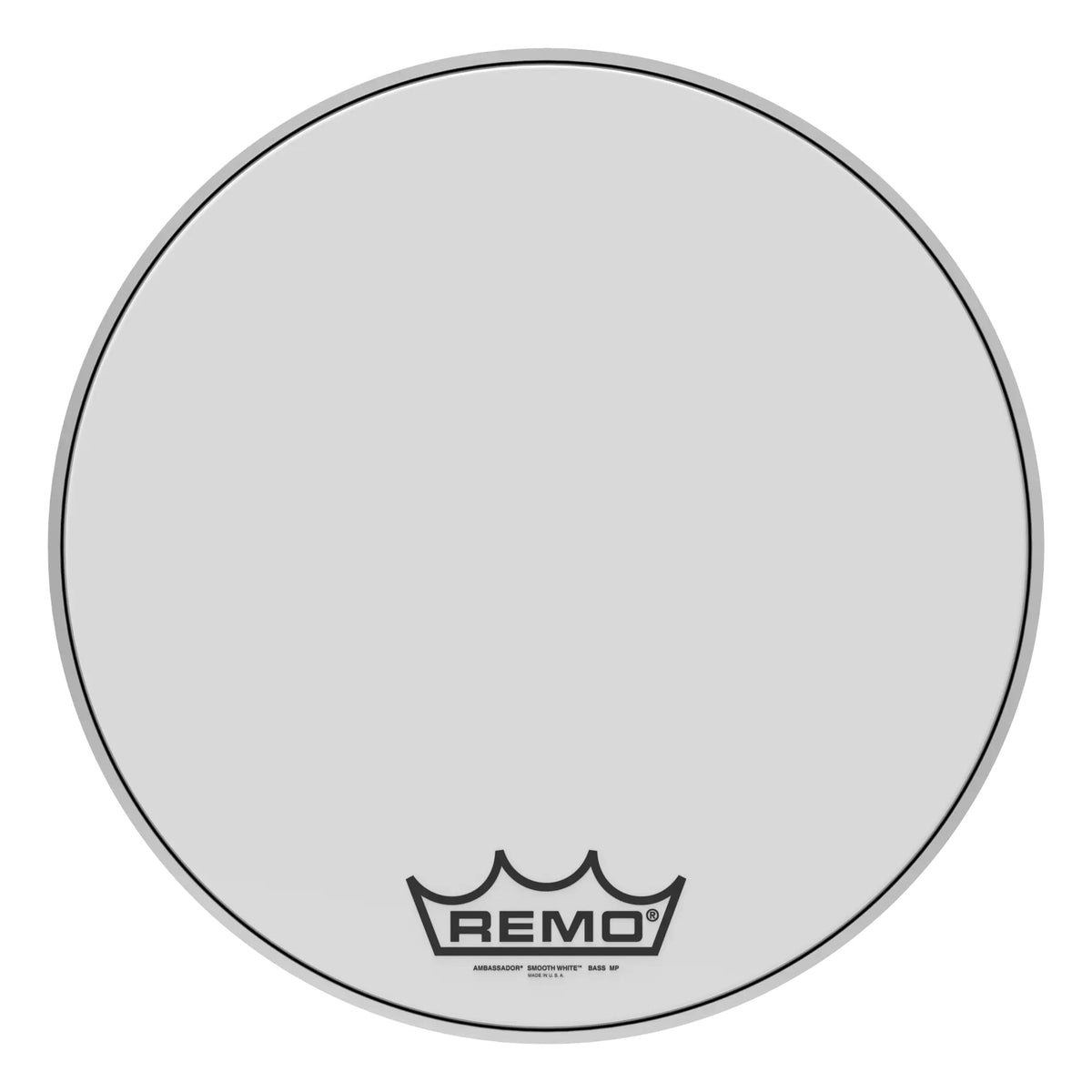 Remo Ambassador Smooth White Crimplock Marching Bass Drumhead - 20"