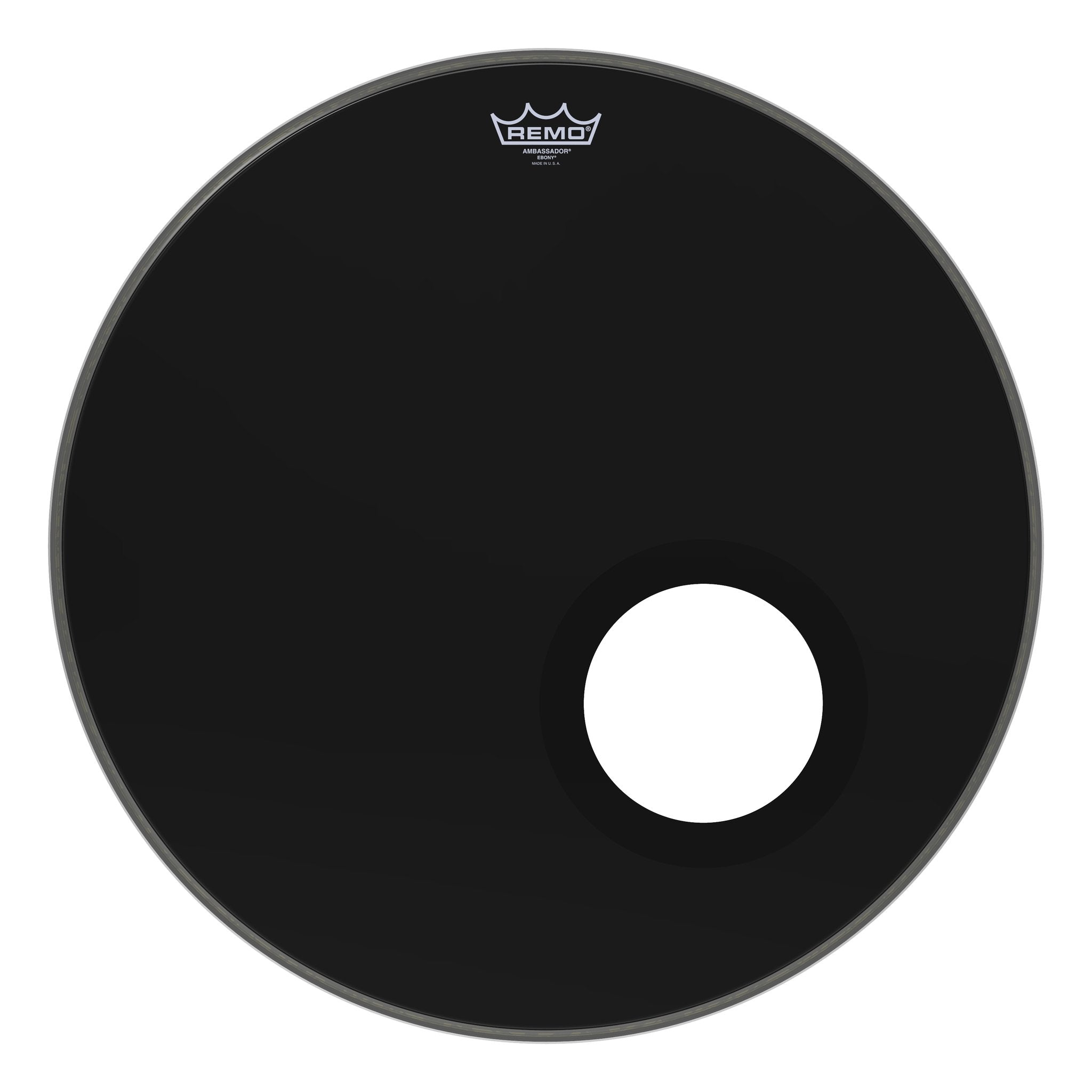 Remo Ebony Ambassador Resonant Bass Drum Head With Port Hole 22"