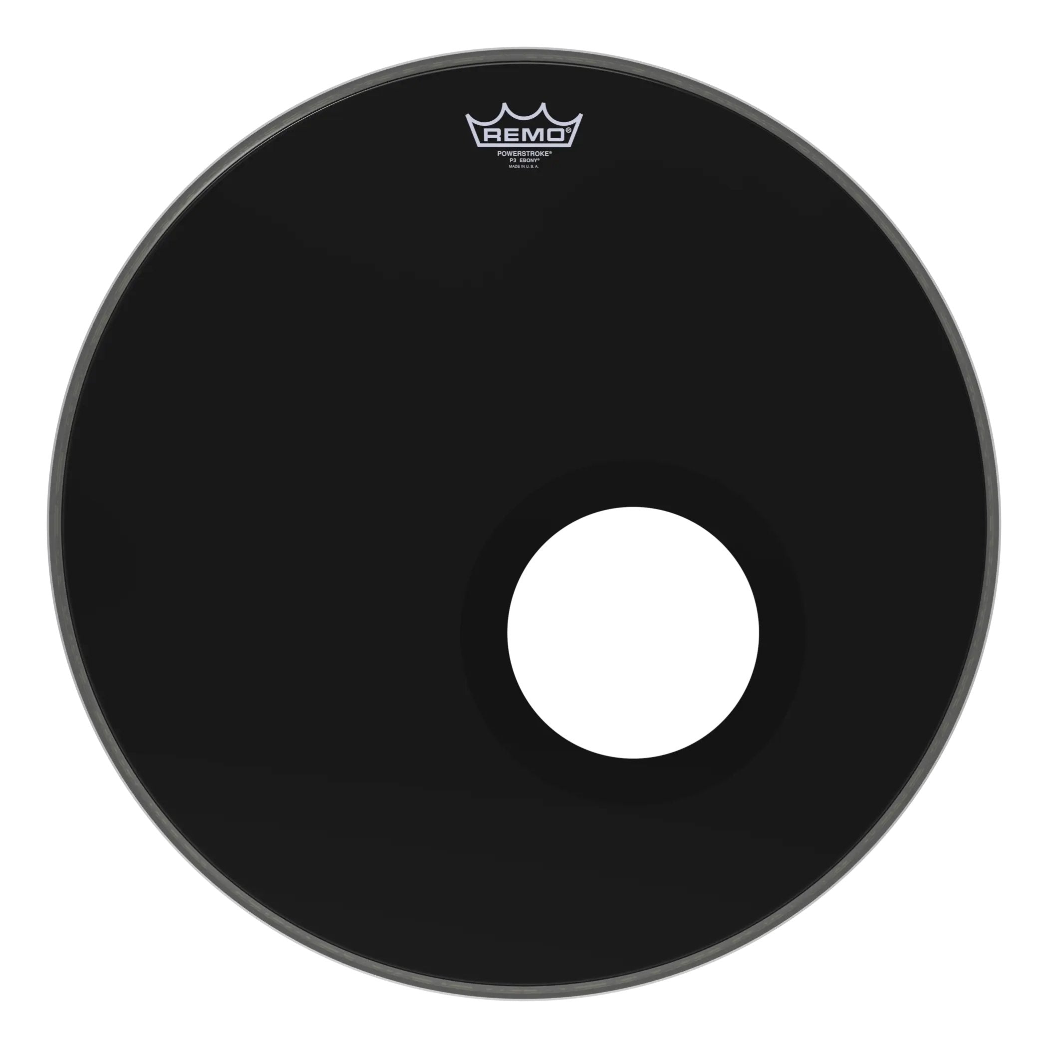 Remo Powerstroke P3 Ebony Bass Drumhead - 5" Black DynamO Installed - 20"