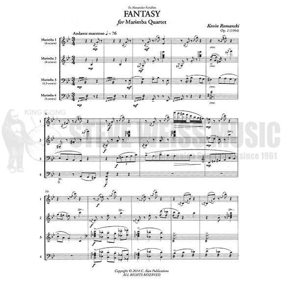 Romanski-Fantasy for Marimba Quartet (SP)-2M (4 hands)