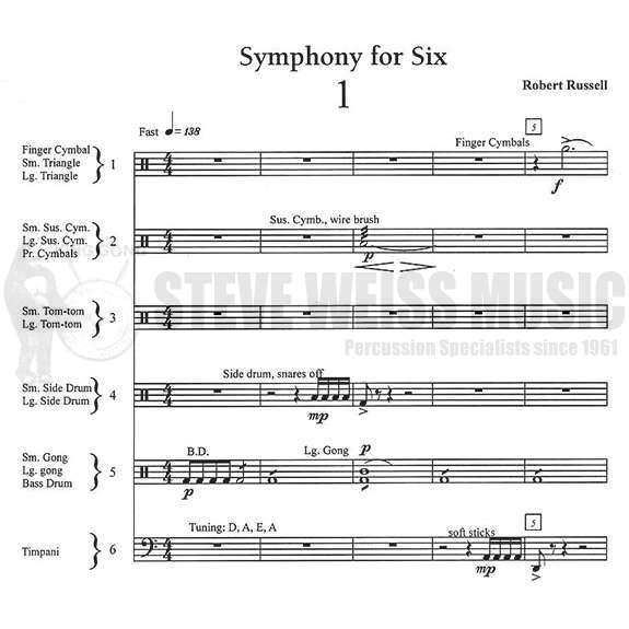 Russell, R.-Symphony for Six (P)-P/C/B/V/X/4T