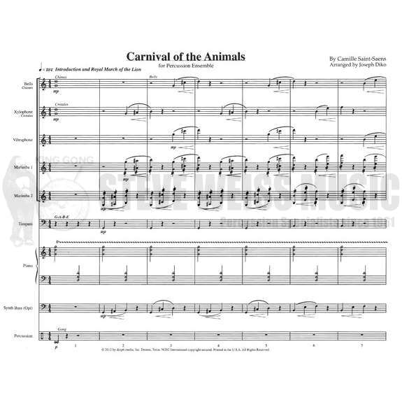 Saint-Saens-Carnival of the Animals arr. Diko (SP)-B/V/ Cro./X/2M/4T/P/PN/opt. synth.