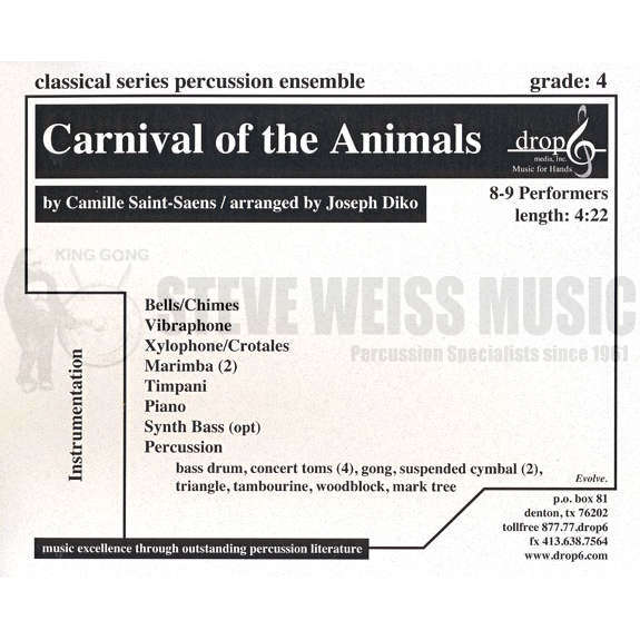 Saint-Saens-Carnival of the Animals arr. Diko (SP)-B/V/ Cro./X/2M/4T/P/PN/opt. synth.