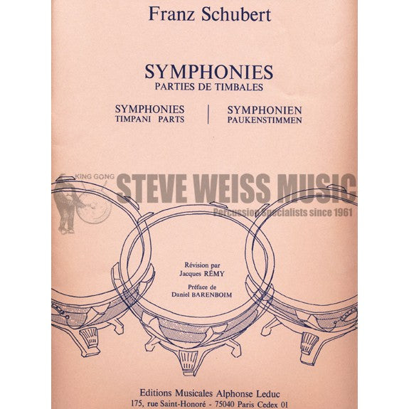 Schubert-Symphonies Parties de Timbales