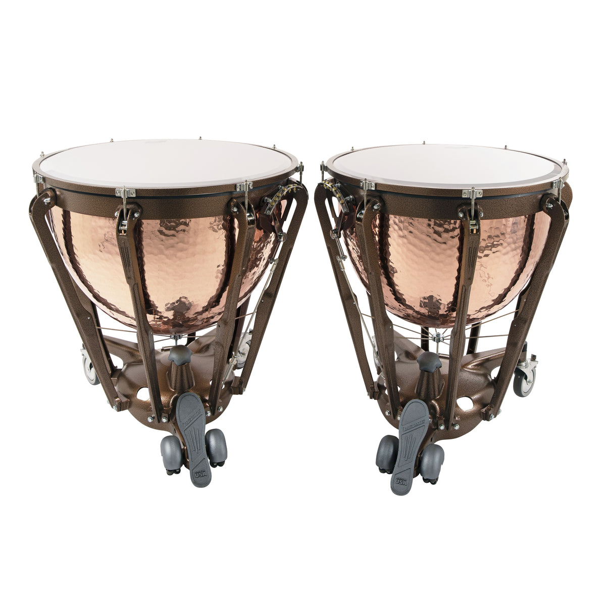 Set of 2 Ludwig Professional Series Hammered Copper Timpani with Gauges - 26"/29" - Image 1