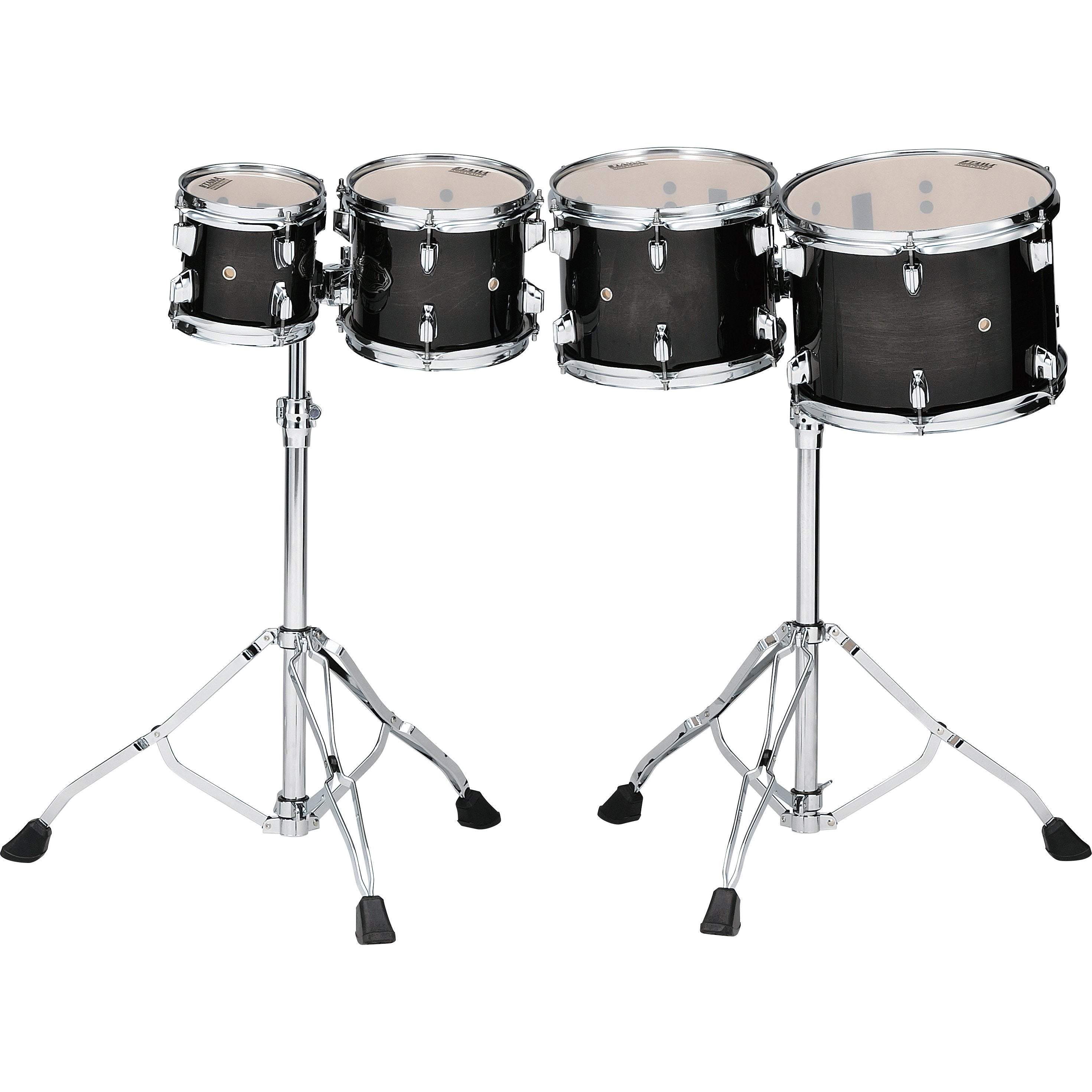 Set of 4 Tama Double-headed Concert Toms with Stands - 6"/8"/10"/12" - Transparent Black Burst