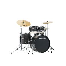 Tama Imperialstar 5-piece Drum Set with Hardware and Meinl HCS Cymbals - 22" Bass Drum - Black Oak Wrap