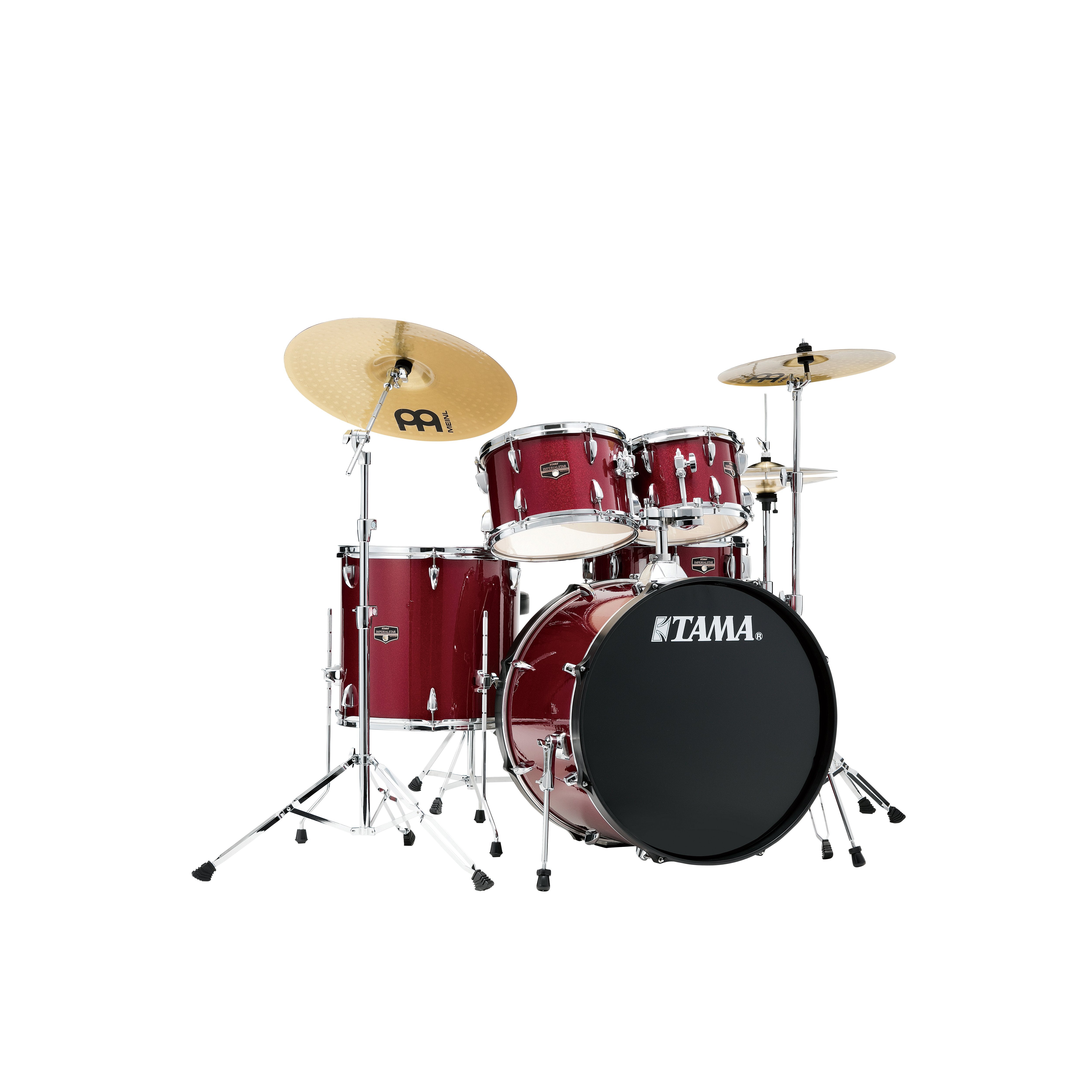 Tama Imperialstar 5-piece Drum Set with Hardware and Meinl HCS Cymbals - 22" Bass Drum - Candy Apple Mist