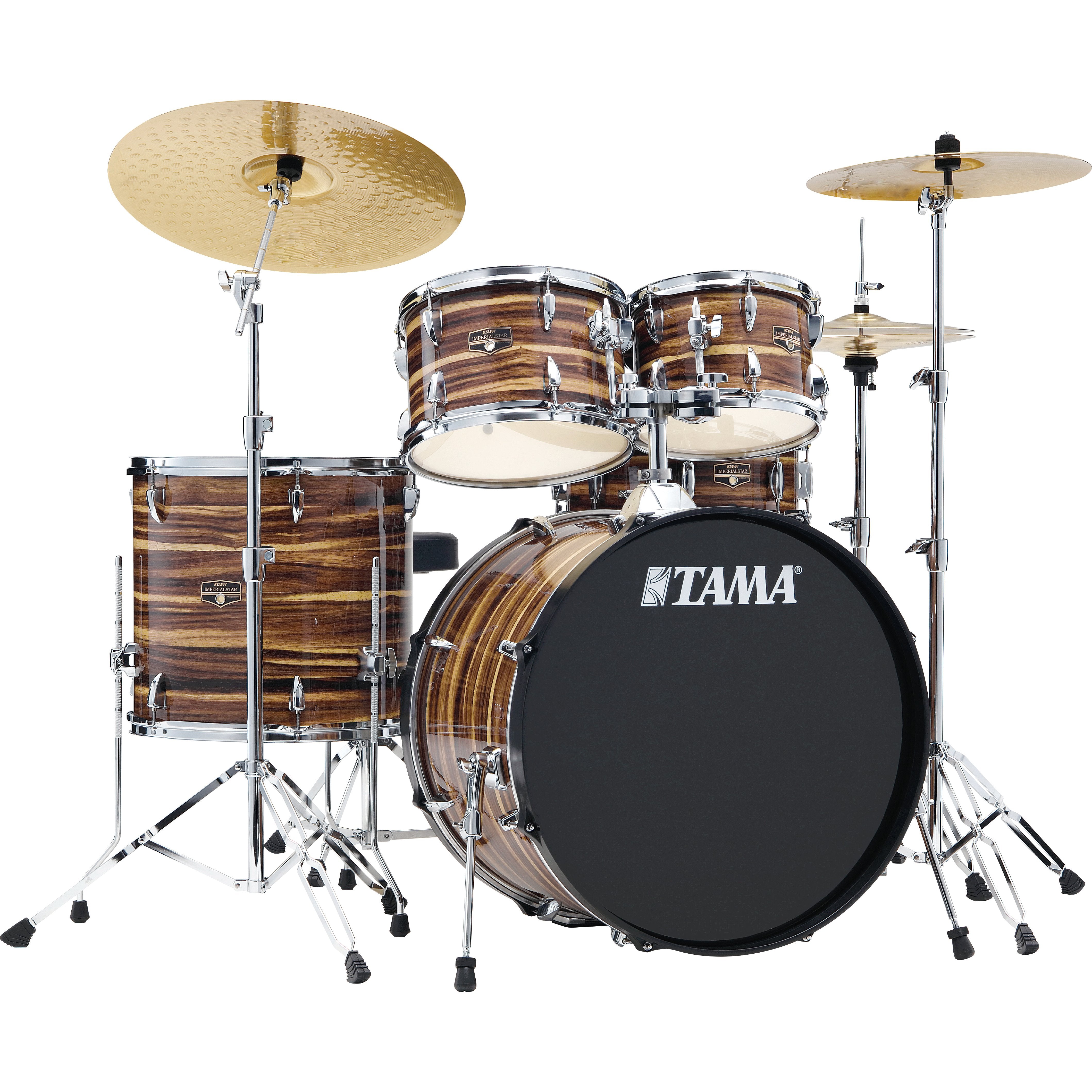 Tama Imperialstar 5-piece Drum Set with Hardware and Meinl HCS Cymbals - 22" Bass Drum - Coffee Teak Wrap