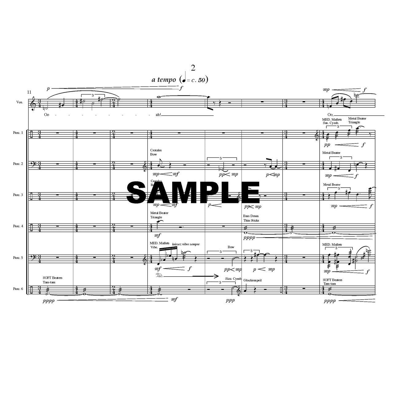 Tapas for 6 Percussionists by Elyzabeth Meade Ensemble Score Example