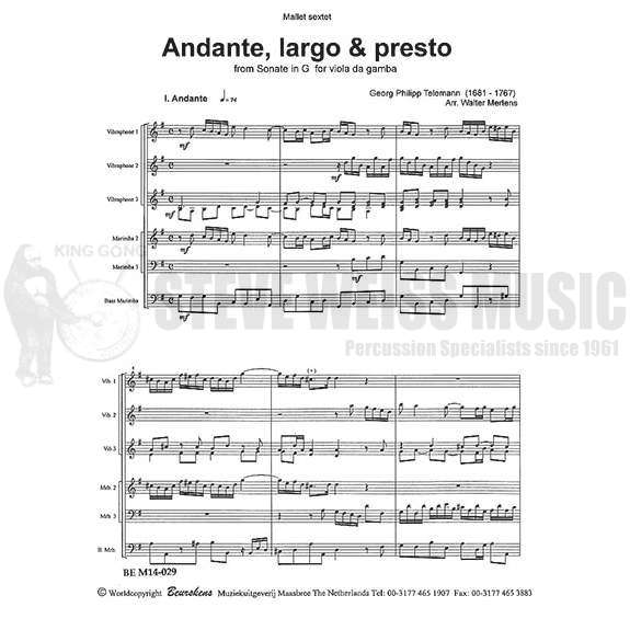 Telemann-'Andante, largo & presto' from Sonate in G for Viola da Gamba arr. Mertens (SP-6)-3V/3M
