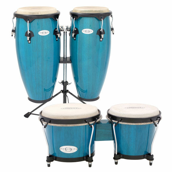 Toca Synergy Series Wood Conga Set w/Stand & FREE MATCHING BONGOS -Bahama Blue Finish