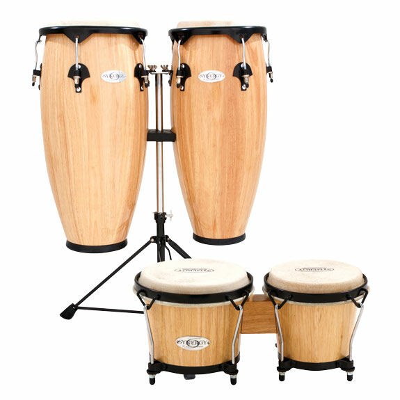 Toca Synergy Series Wood Conga Set w/Stand & FREE MATCHING BONGOS -Natural Finish