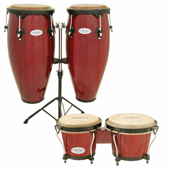 Toca Synergy Series Wood Conga Set w/Stand & FREE MATCHING BONGOS -Rio Red Finish