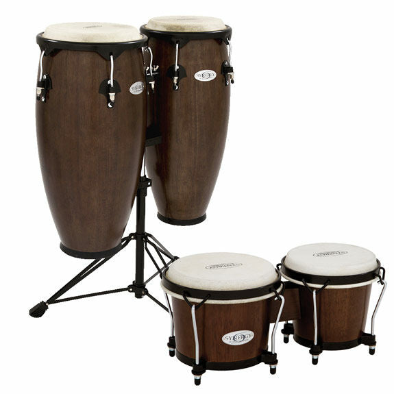 Toca Synergy Series Wood Conga Set w/Stand & FREE MATCHING BONGOS -Tobacco Finish