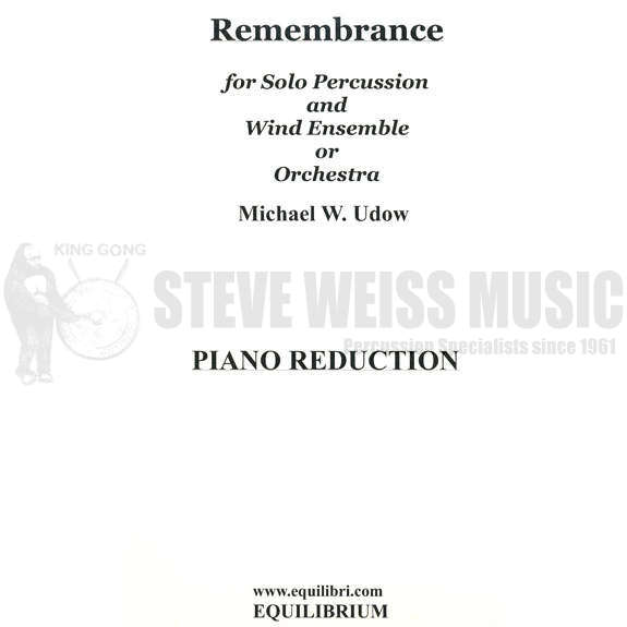 Udow-Remembrance (Piano red.) (SP)-Solo V/P/PN