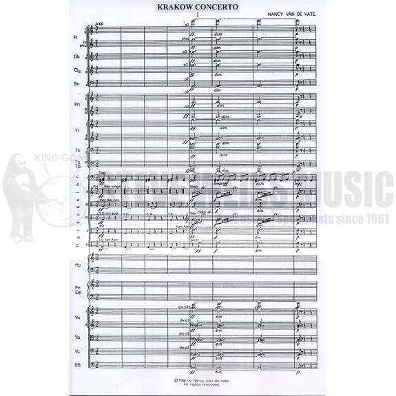 Van de Vate-Krakow Concerto (SCORE ONLY)-B/V/C/Cro./X/M/ 5T/P/Orch.