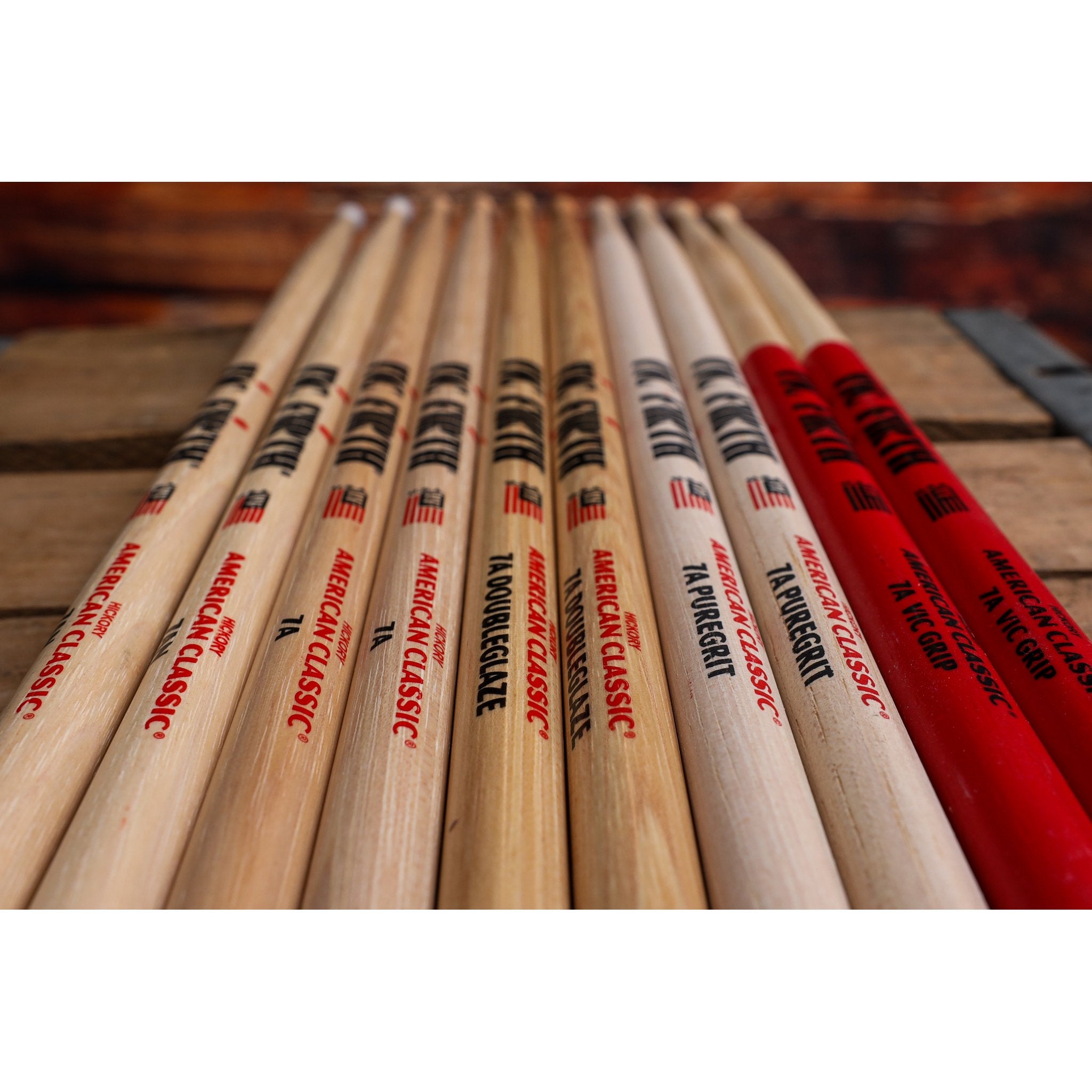 Vic Firth American Classic 7AVG Grip Drumsticks - Wood Tip - Image 5