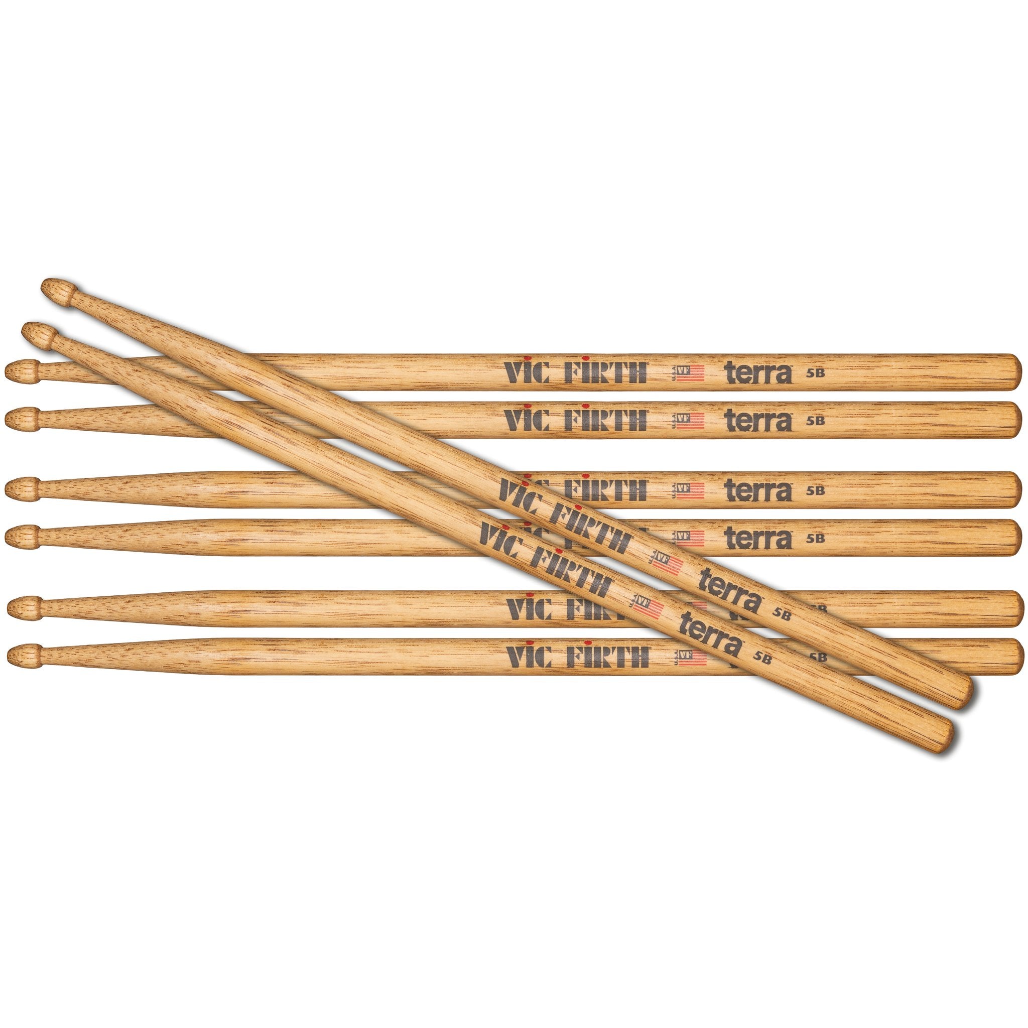 Vic Firth American Classic Terra 5BT Tip Drumsticks Value Pack - Image 1