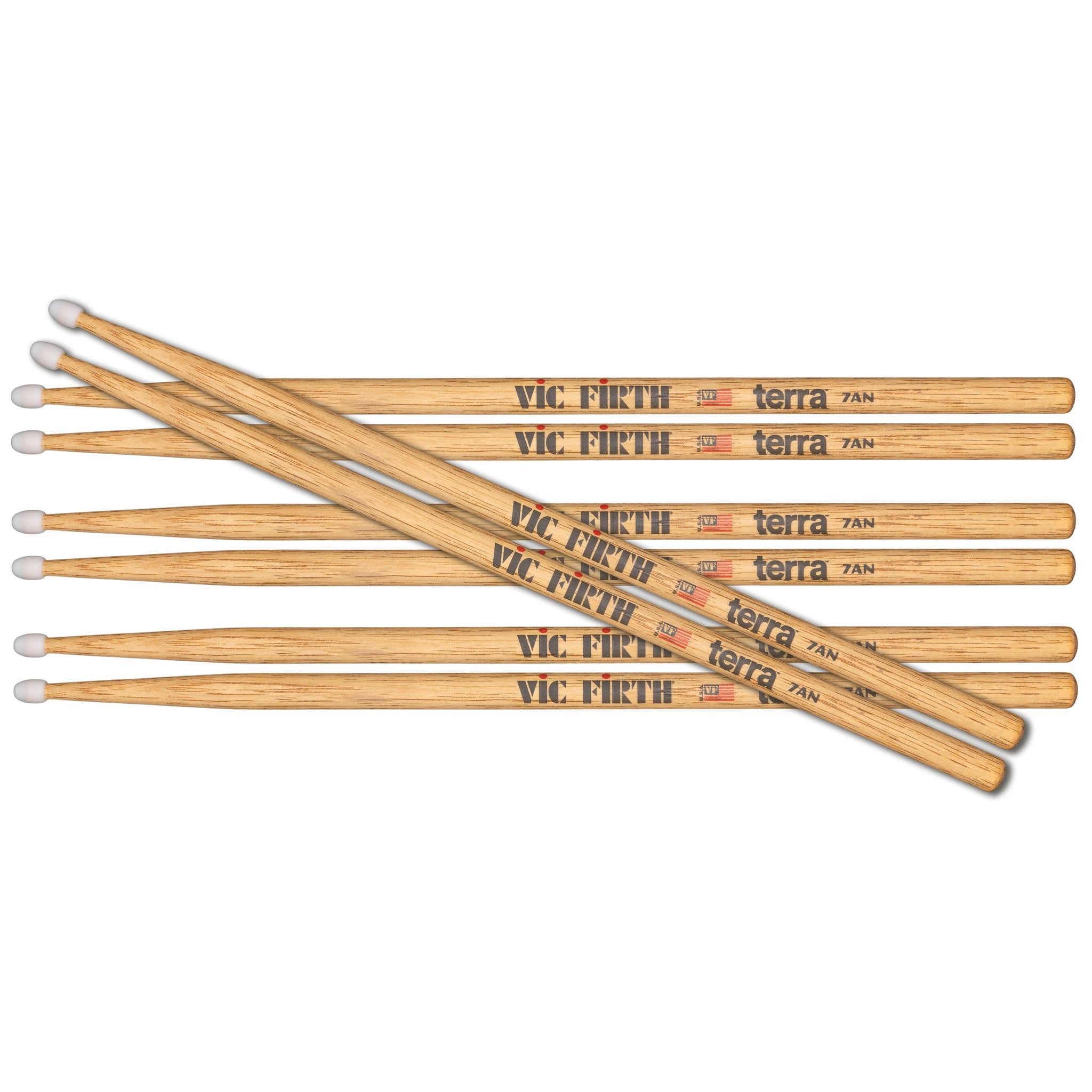 Vic Firth American Classic Terra 7ATN Nylon Tip Drumsticks Value Pack - Image 1