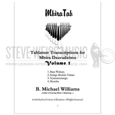 Williams-Tablature Transcription For Mbira Dzavadzimu vol. 1
