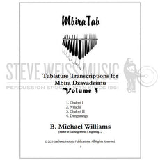 Williams-Tablature Transcription For Mbira Dzavadzimu Vol. 3
