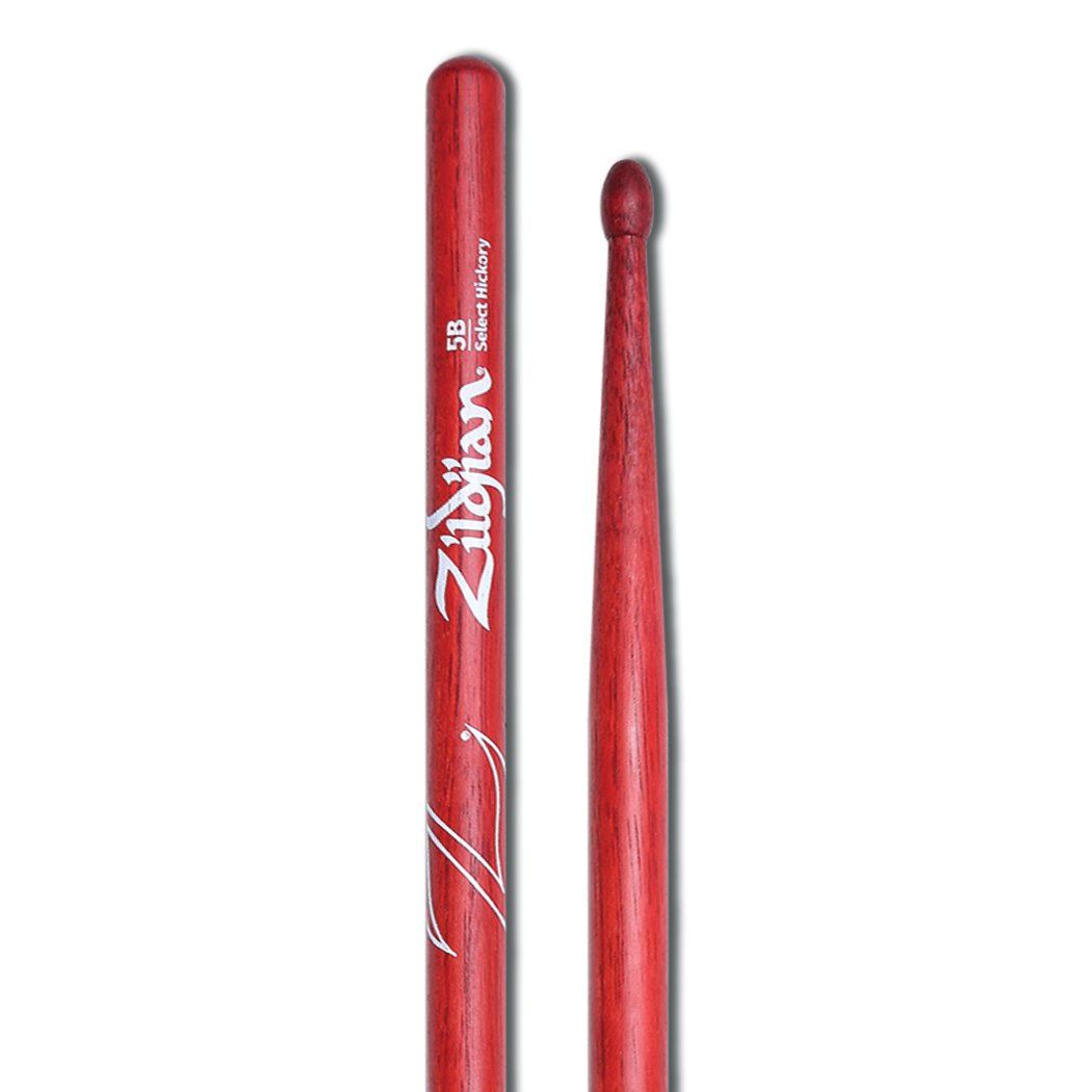 Zildjian 5B Red Finish Wood Tip Drumsticks - Image 2