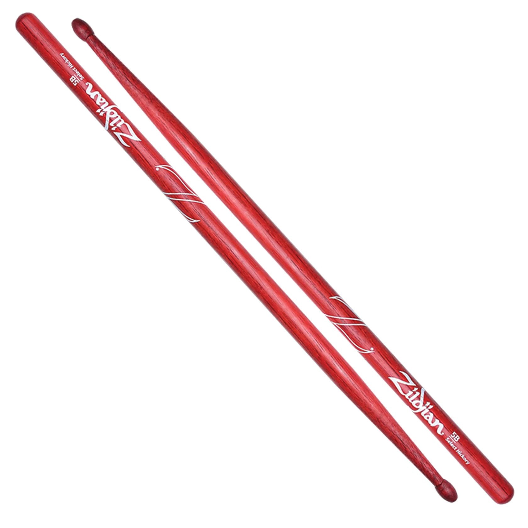 Zildjian 5B Red Finish Wood Tip Drumsticks z5br