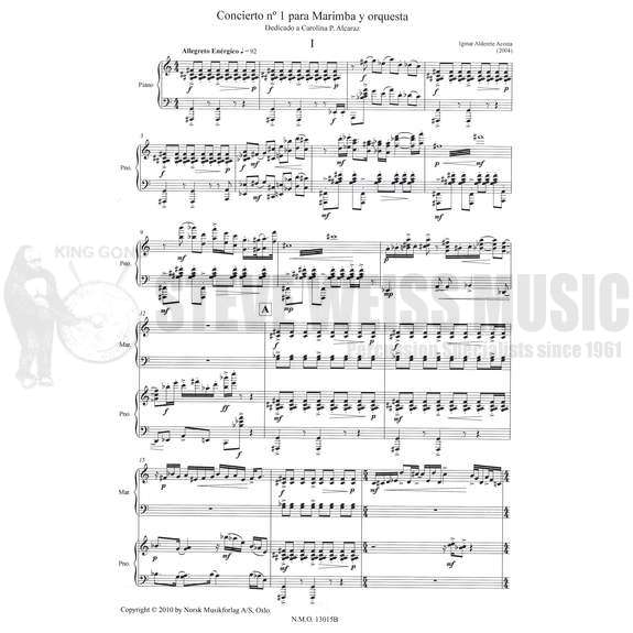 Acosta-Concerto No. 1 for Marimba and Orchestra (SP)-M/PN red.