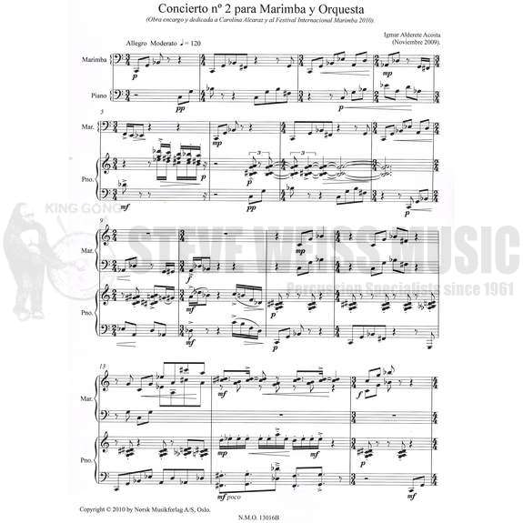 Acosta-Concerto No. 2 for Marimba and Orchestra (SP)-M/PN red.