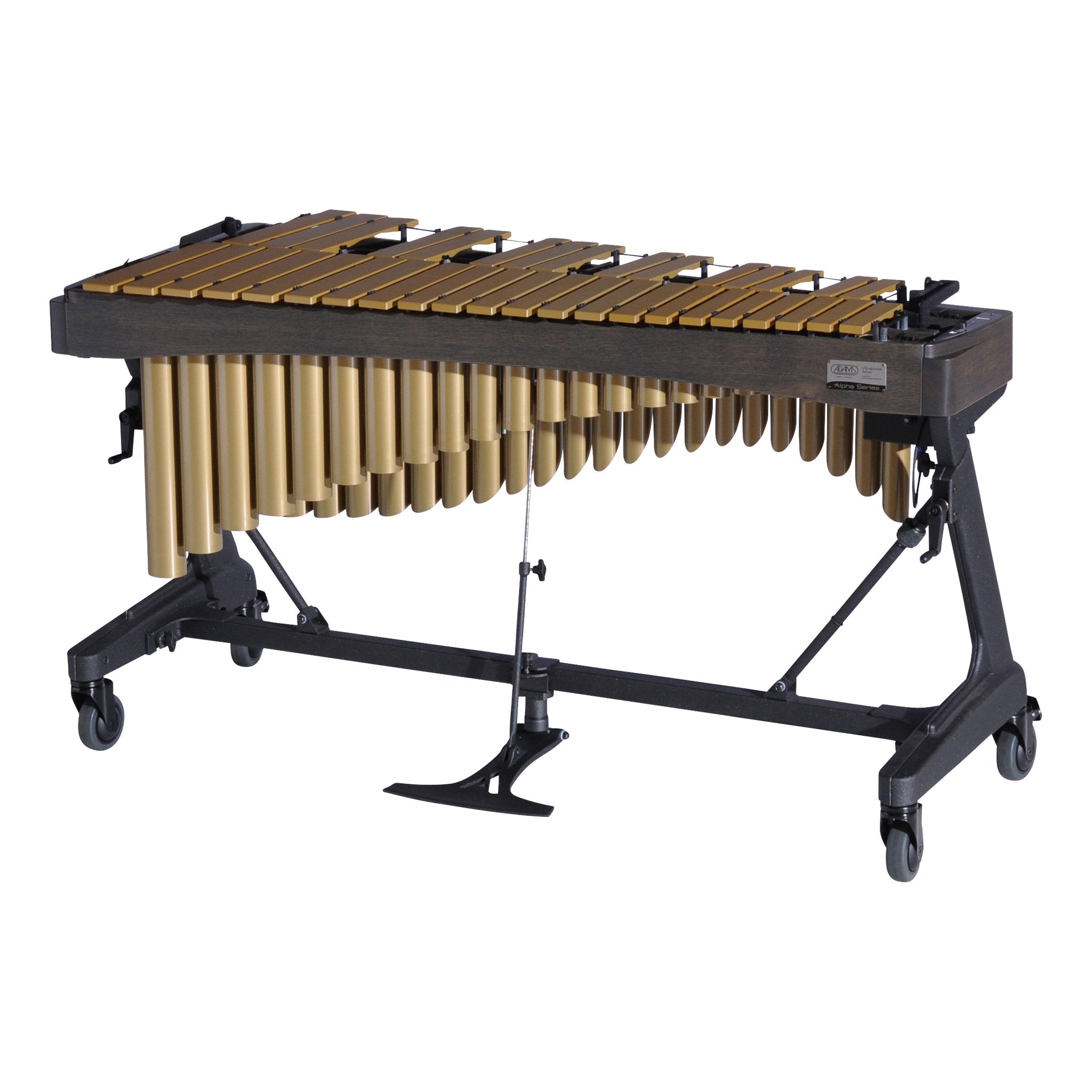 Adams Alpha Vibraphona with Gold Bars, Gold Resonators, and Graphite Rails Players Side