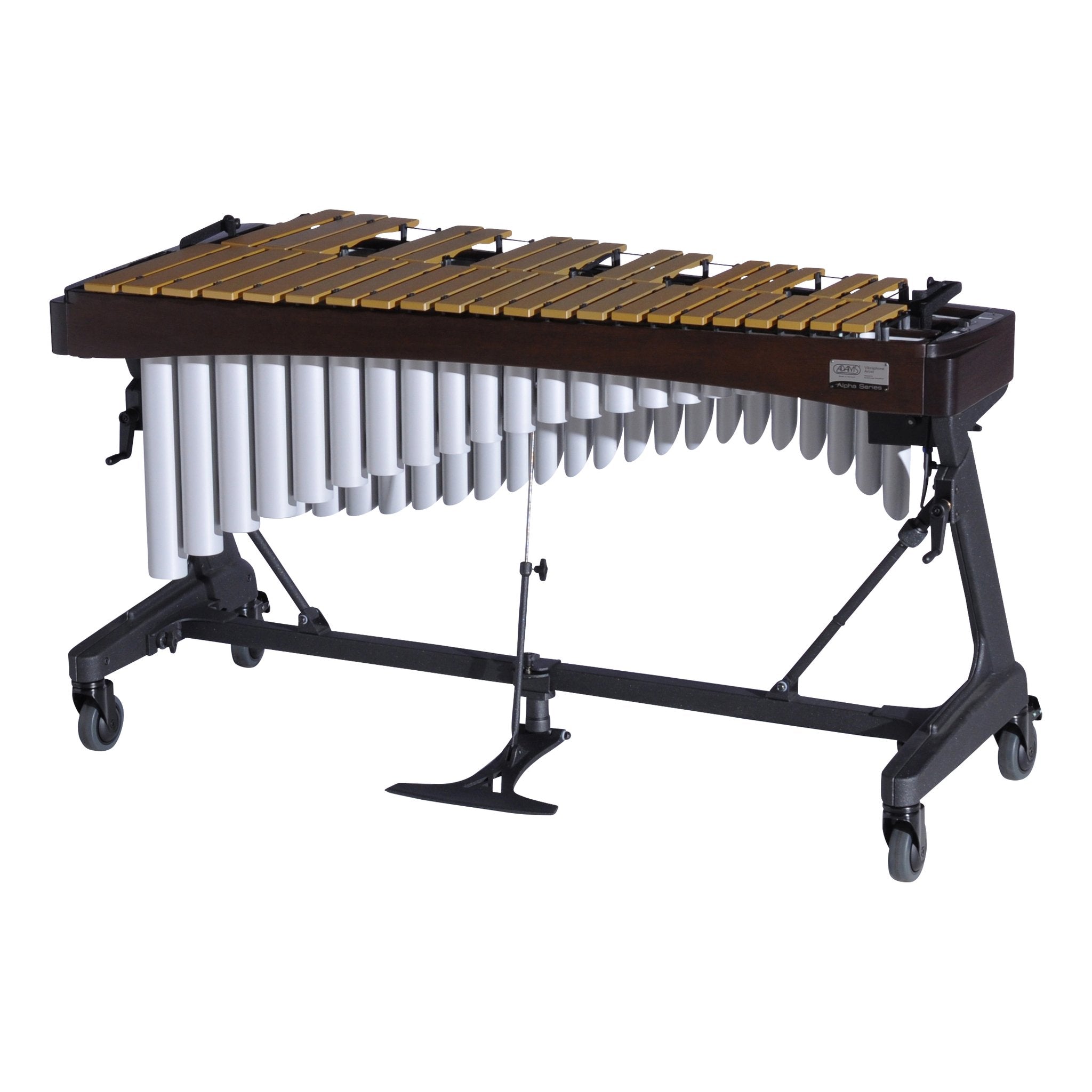 Adams Alpha Vibraphone with Gold Bars, Silver Resonators and Espresso Rails Players Side