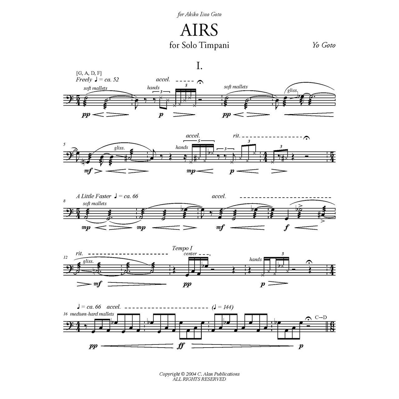 Airs for Solo Timpani by Yo Goto score sample