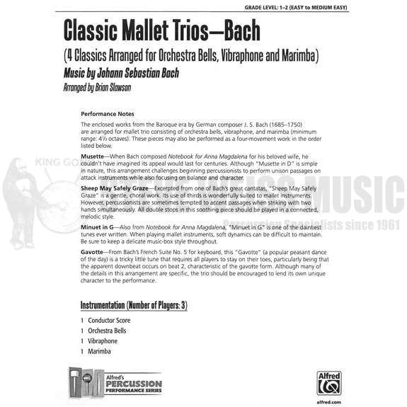 Bach-Classic Mallet Trios arr. Slawson (SP)-B/V/M
