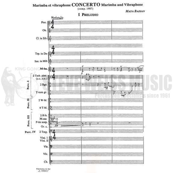 Badian-Concerto for Marimba, Vibraphone and Orch.  (Full score)-V/M/Orch.