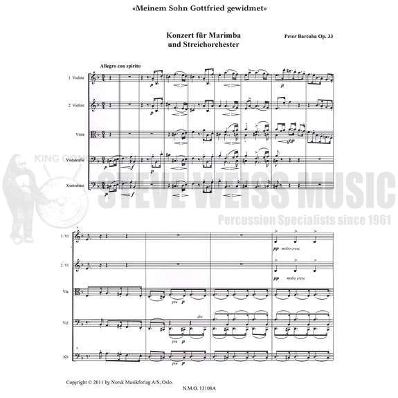 Barcaba-Concerto for Marimba (Full score)-M/String Orch.