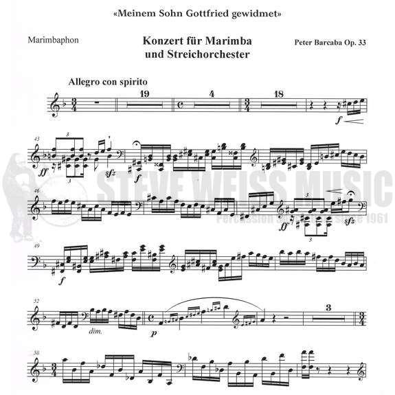 Barcaba-Concerto for Marimba (Solo part ONLY)-M/String Or