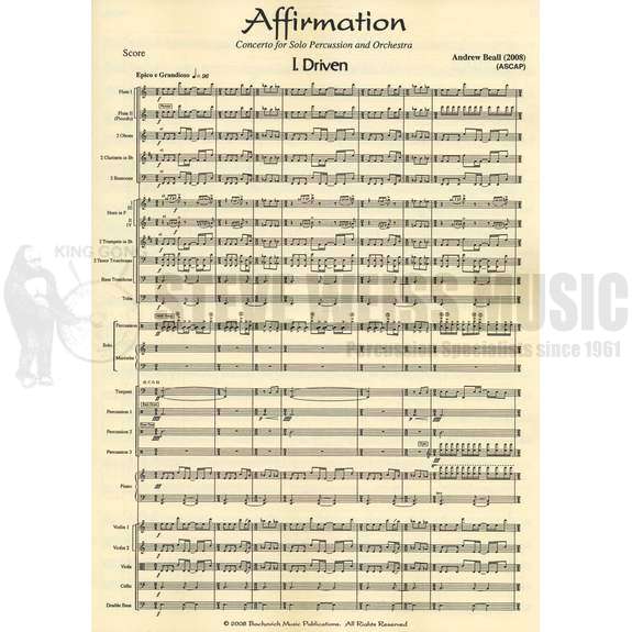 Beall-Affirmation (Study score w/solo part)-Solo M/P/Orch