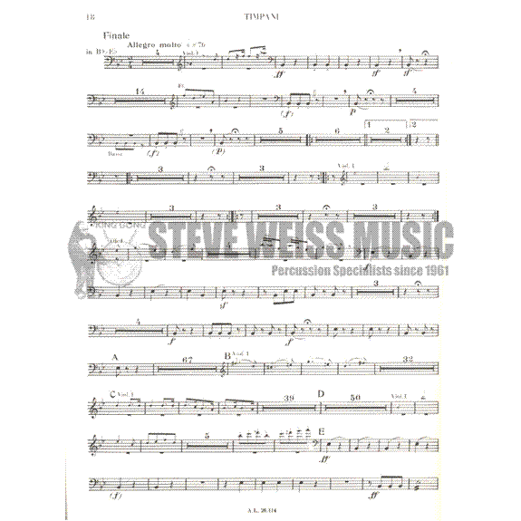 Beethoven-Symphonies 1-5-Timpani Parts (Rev. Remy)