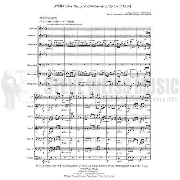 Beethoven-Symphony No. 5 Movement 2 arr. Peters (SP)-X/5M /CB