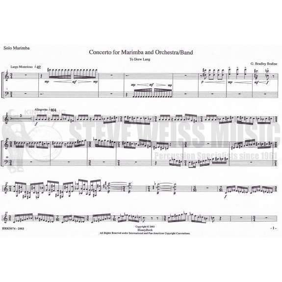 Bodine-Concerto for Marimba & Orchestra/Band (SP)-M/PN red.