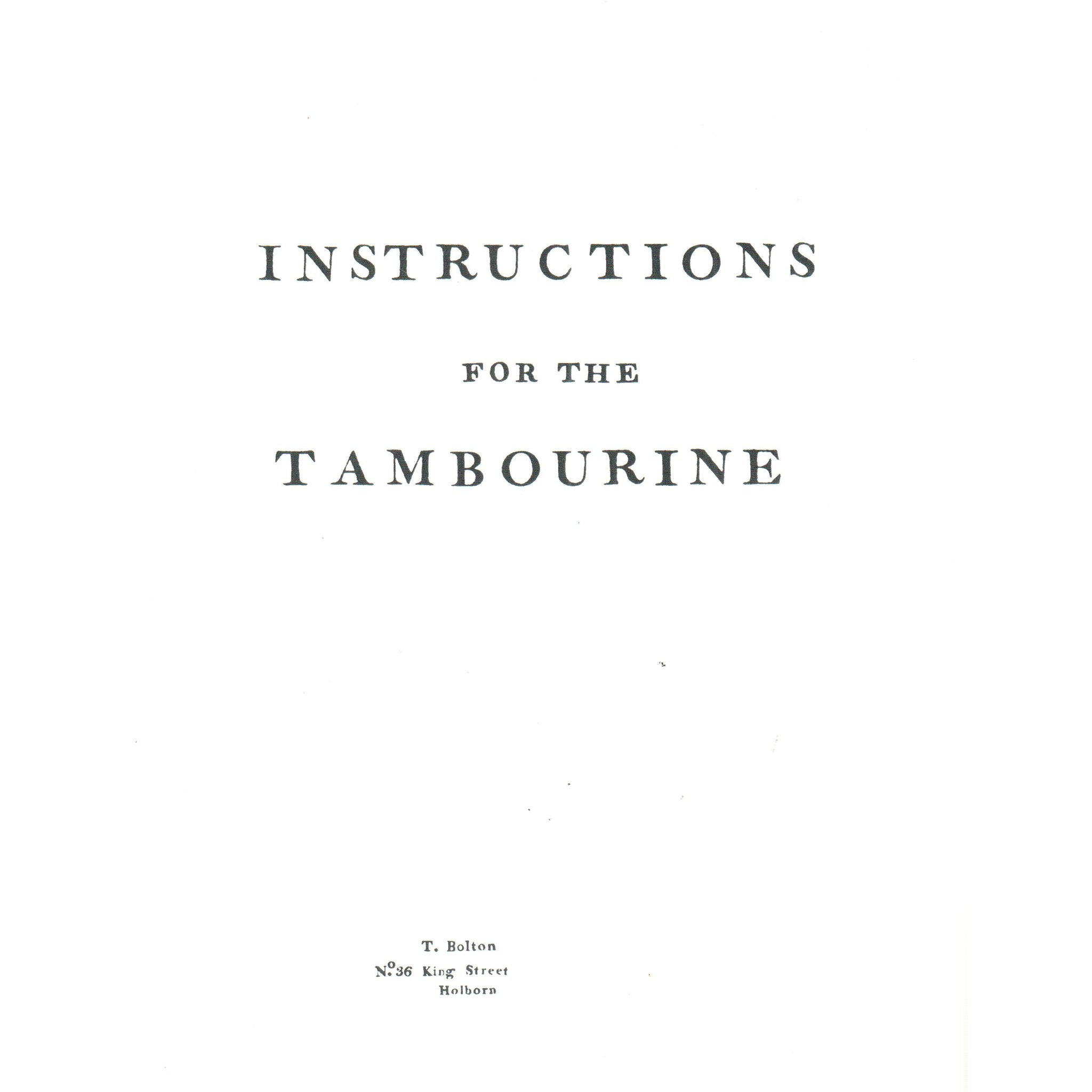 Bolton-Instructions for the Tambourine Book