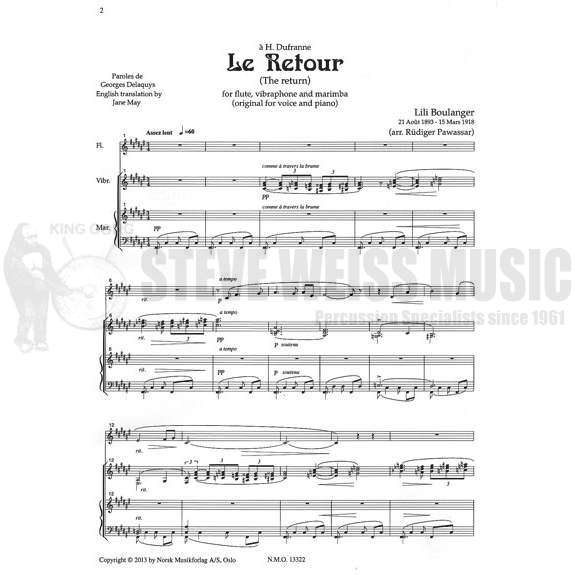 Boulanger-Le Retour arr. Pawassar (SP)-V/M/FL