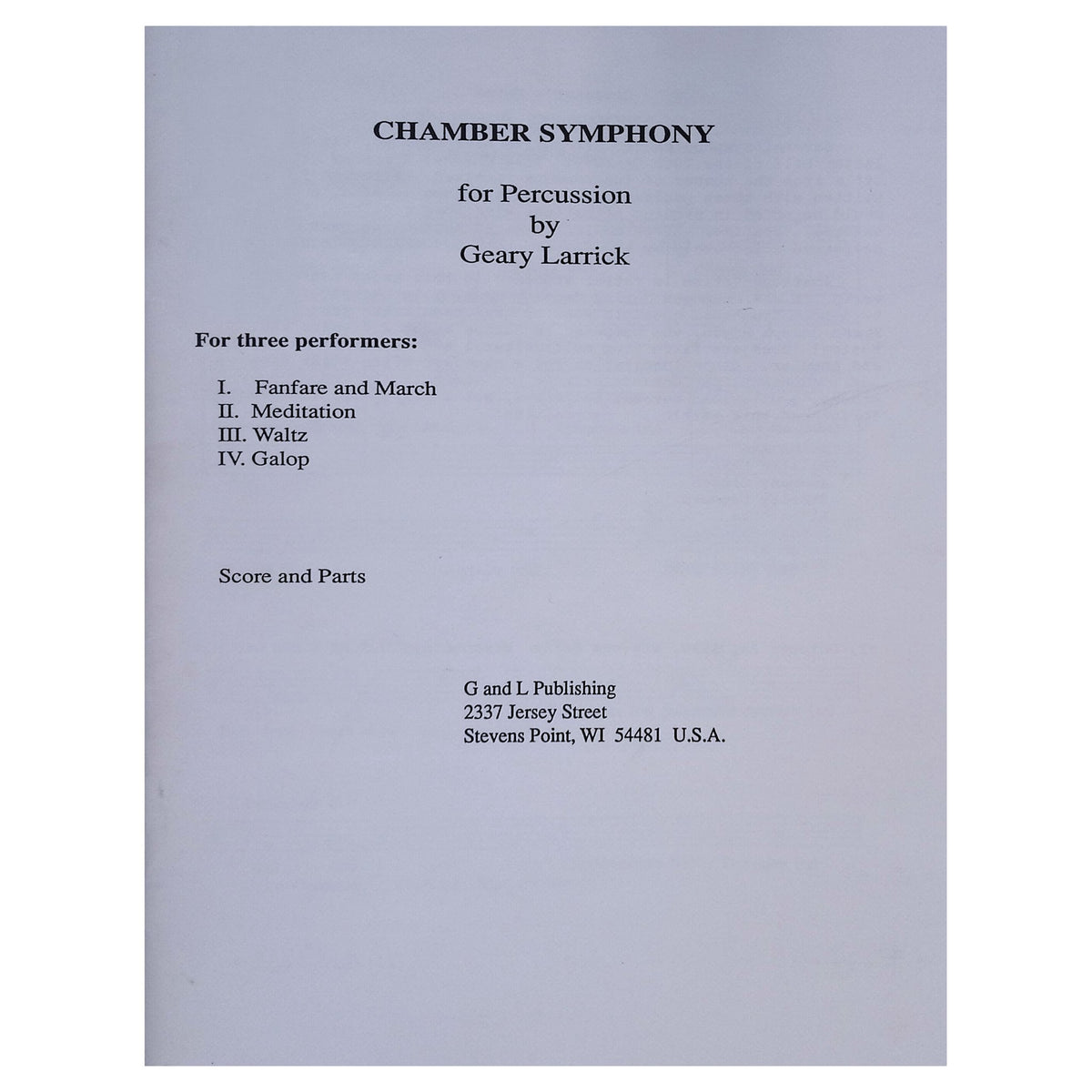 Chamber Symphony for Percussion by Geary Larrick