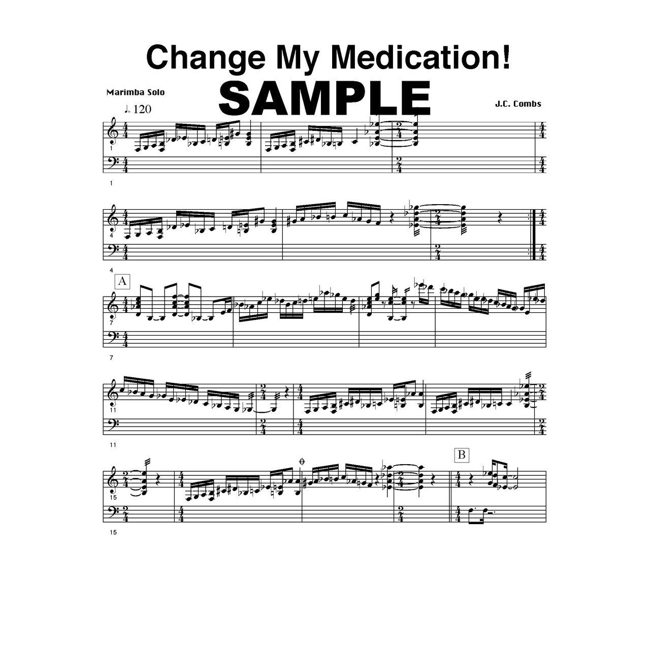 Change my medication by Jc Combs score sample
