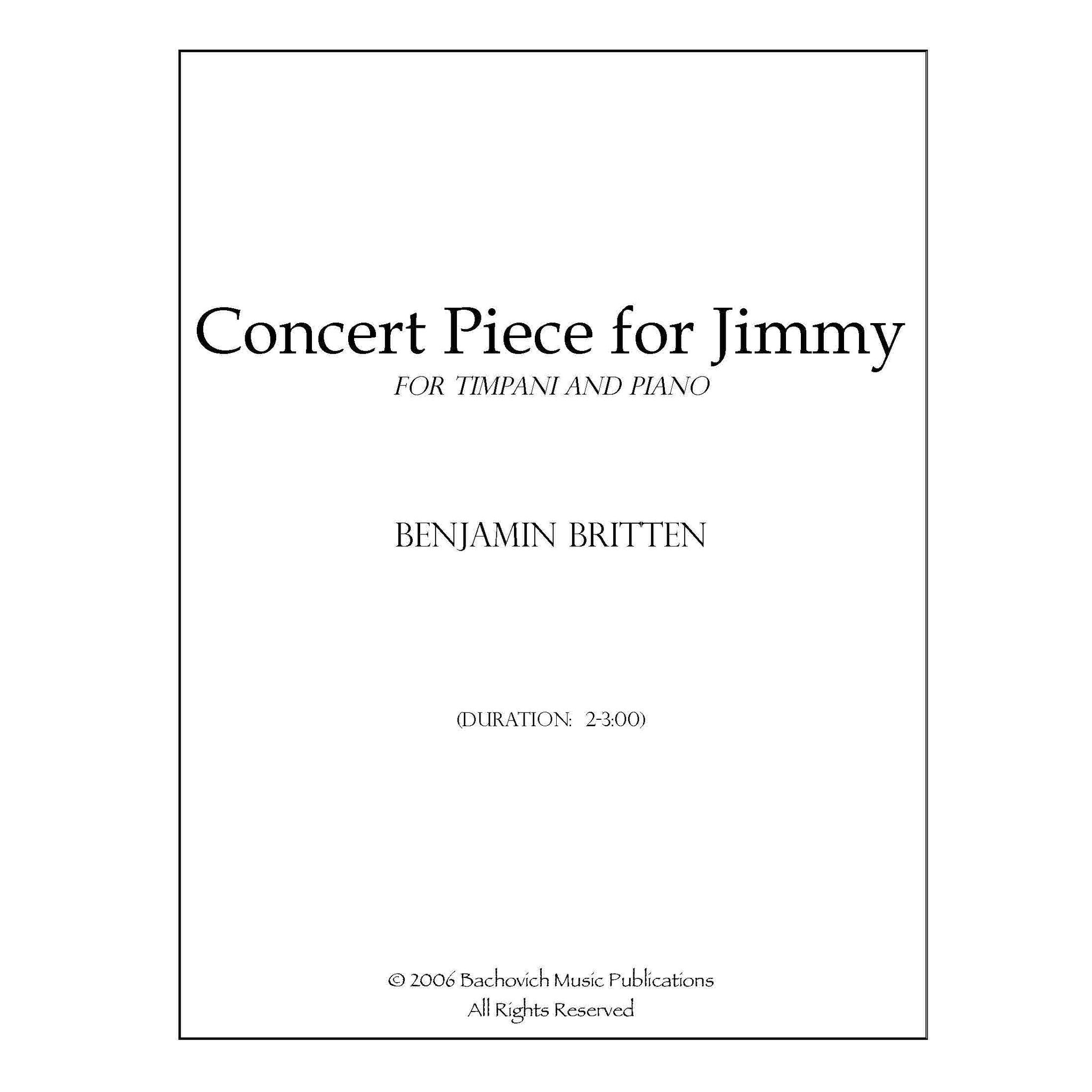 Concert Piece for Jimmy for timpani and piano by Benjamin Britten