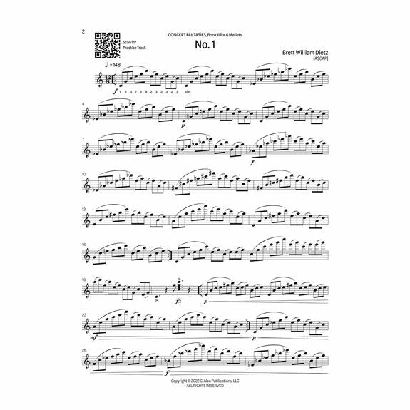 Dietz-Concert Fantasies for Keyboard Percussion, Book II (4 mallets)-M or malletSTATION or malletKAT