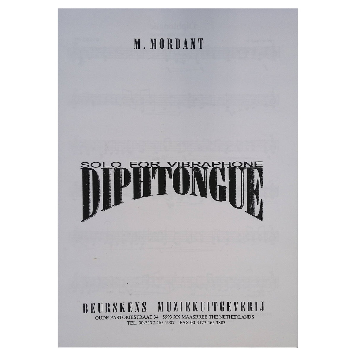 Diphtongue for solo vibraphone by M Mordant