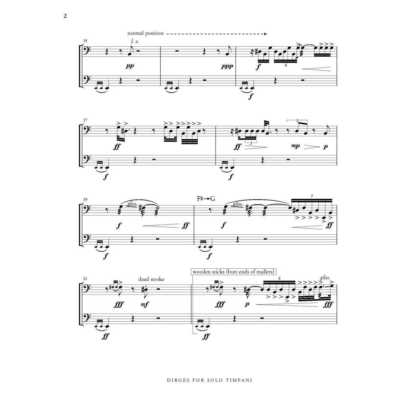 Dirges for solo timpani yo goto sample page