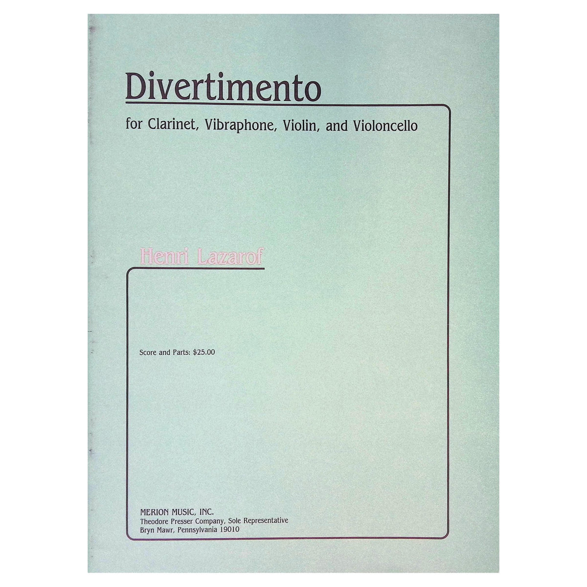 Divertimento for Clarinet Vibraphone Violin and Cello by Henri Lazarof